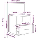 Ormarić za krevet Zidne 2 pcs Staro drvo 48.5 x 32.5 x 80 cm | shoptok.hr