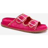 Boto Ladies Slippers With Buckles And Decorative Trimming Fuchsia Visley | ePonuda.com