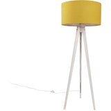 QAZQA Vloerlamp tripod wit met stoffen kap geel 50cm - Tripod Classic | Shoptok.si