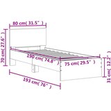  Okvir za krevet s uzglavljem boja sivog hrasta sonome 75x190 cm | shoptok.hr