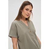 Marisse Olive Blouse With Buttons On The Neckline | shoptok.hr