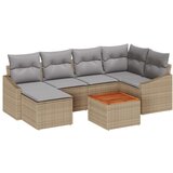  Set vrtnog namještaja od 7 dijelova s jastucima Bež poli ratan akacija | shoptok.hr