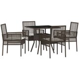 vidaXL 5-delni set vrtne jedilnice rjava poli ratan | Shoptok.si