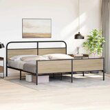 Metalni Kovinski posteljni okvir brez vzmetnice dimljen hrast 193x203cm, (21609886) | Shoptok.si