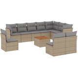 Maison Chic Seti vrtnega pohištva - Vrtna garnitura - Vrtni pohištvo set 11-delna z blazinami bež poli ratan, (21817197) | Shoptok.si