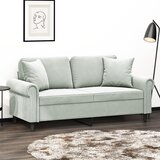 vidaXL Kavč dvosed z okrasnimi blazinami svetlo siv 140 cm žamet | Shoptok.si