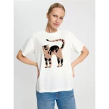 Sinsay ženska pamučna majica kratkih rukava s printom 9801M-01X