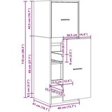 vidaXL Ormarić za lijekove boja betona 40x41x118 cm konstruirano drvo | shoptok.hr