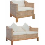  2-dijelni set sofa od prirodnog ratana s jastucima Smeđa | Shoptok.si