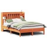  Knjižna postelja brez vzmetnice vošč. rjava 135x190 cm borovina, (21653640) | Shoptok.si