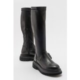 LuviShoes HENİN Black Stretch Women's Knee High Flat Boots cene