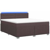 Krevet s box springom madracem i LED-om Tamno smeđa Tkanina - Tamno smeđa 140 x 190 cm Dizajn linija | shoptok.hr