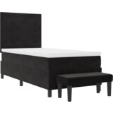vidaXL Postelja s podlago z blazino in benchom Črna 80x200 cm Žamet | Shoptok.si