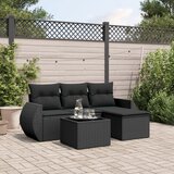 Maison Chic Seti vrtnega pohištva - Vrtna garnitura - Vrtni pohištvo set 5-delna z blazinami črn poli ratan, (21816593) | Shoptok.si
