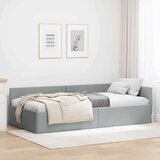 vidaXL Kotna postelja Svetlo siva 90 x 190 cm Tkanina in oblikovan les | Shoptok.si