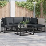 vidaXL Vrtna sedežna garnitura 5 pcs Črna 213 x 141.5 x 71 cm Aluminij Cene