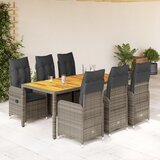 vidaXL 7-dijelni vrtni bistro set od poliratana s jastucima sivi | shoptok.hr