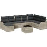 vidaXL 9-delni set vrtnog kavča z blazinami sivi poliratan | Shoptok.si