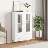 vidaXL Visoka omara visok sijaj bela 69,5x31x115 cm inženirski les Cene