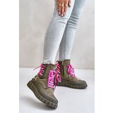 EVENTO Women's Platform Ankle Boots with Lace Up Leopard Pattern Green Edidda | Eponuda.ba