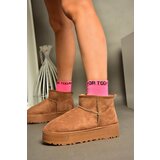 Fox Shoes R612033402 Tan Women's Boots with a thick sole with suede and a pile inner | shoptok.hr