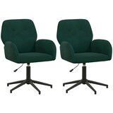 vidaXL Okretne radne stolice 2 kom. 54 x 55 x 90 cm Tamnozelena Baršun - Tamnozelena 2 | shoptok.hr