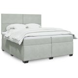  Krevet s oprugama i madracem svjetlosivi 200x200 cm baršunasti | shoptok.hr