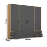 Rauch Möbel OMARA S KLASIČNIMI VRATI, siva, hrast artisan | Shoptok.si