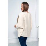 Kesi Cotton blouse with rolled up sleeves light beige | shoptok.hr