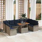  Sjedeća garnitura za vrt s jastukom 10 pcs siva i modra | shoptok.hr