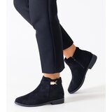 Gemre Black ankle boots with gold inserts eco-suede Casetra | ePonuda.com