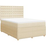  Krevet s oprugama i madracem krem 140x200 cm od tkanine | shoptok.hr