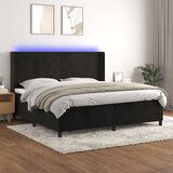 Box spring postelja z vzmetnico LED črna 200x200 cm žamet, (20761245) | Shoptok.si