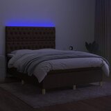  Krevet box spring s madracem LED tamnosmeđi 140x200 cm tkanina | shoptok.hr