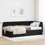vidaXL Kutni okvir kreveta s madracem Crna 90 x 200 cm Baršun | shoptok.hr