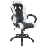 GAMING STOL kovina, umetna masa, tekstil črna, bela