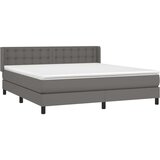  Box spring postelja z vzmetnico siva 160x200 cm umetno usnje, (20893685) | Shoptok.si