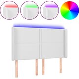 Maison Chic led posteljno vzglavje - vzglavna omarica - nočna omarica belo 147x16x118/128 cm umetno usnje, (21709225) Cene