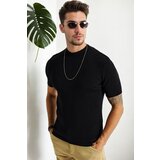 Dewberry 33307 Mens Crew Neck Short Sleeve Thin Knit Sweater-BLACK | shoptok.hr