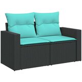  Vrtna garnitura - 6-dijelni set vrtnih sofa od poliratana s jastucima crni - Crna kutna + 2x Sofa + 2x srednja + stol 1 | shoptok.hr