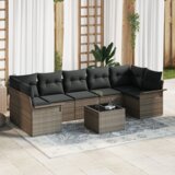 vidaXL 8 Dijelni Vrtni Sofa Set s Jastučićima Sivi Poli Ratan, 2-Sjedalna Vrtna Sofa s Prostorom za Pohranu & Jastučićima Sivi Poli Ratan | shoptok.hr