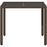  Vrtni stol sa staklenom pločom smeđi 90x90x75 cm od poliratana | shoptok.hr
