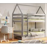 Molarem Home Drveni dječji krevet na kat Domek - sivi - 180x80 cm - Bez ladice | shoptok.hr