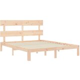  Okvir kreveta s uzglavljem veliki bračni od masivnog drva - Prirodna 150 x 200 cm s uzglavljem | shoptok.hr