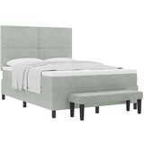 vidaXL Box Spring Krevet s Madracem i Klupom Svjetlosiva 160x200 cm Baršun | shoptok.hr