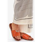 Boto Women's Eco Leather Slippers With Decorative Details Orange Mevith | shoptok.hr
