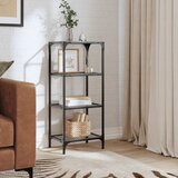 vidaXL Regal za shranjevanje s stekleno površino 40x30x95 cm jeklo | Shoptok.si