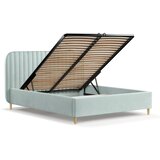Maison de Rêve Mentolno zelena oblazinjena zakonska postelja s prostorom za shranjevanje z letvenim dnom 120x200 cm Noto – | Shoptok.si
