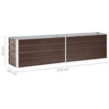 vidaXL Visoka greda pocinkano jeklo 240x40x45 cm rjava | Shoptok.si