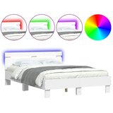  Okvir za krevet s uzglavljem i LED bijeli 135x190 cm | shoptok.hr